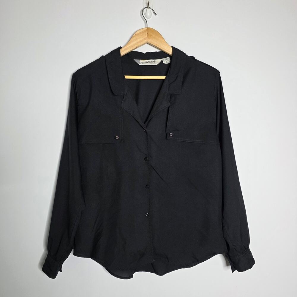 Vintage Diane Von Furstenberg Black Western Style Long sleeve button up blouse